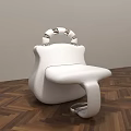 White Modern Single Chair With Ring shaped Backrest And Metal Base On Wooden Floor