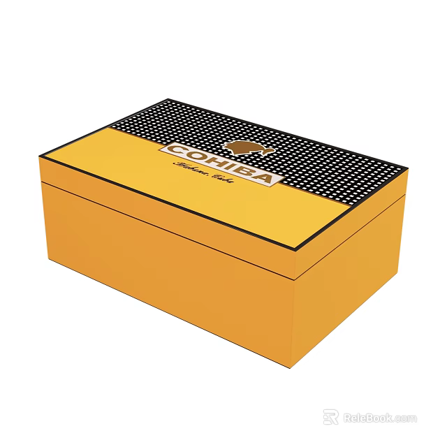 Dolce Gabbana Yellow Box With Black Grid Top And Brand Logo 3d model 
