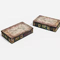 Vintage Ornate Decorative Boxes With Carved Patterns And Colorful Borders
