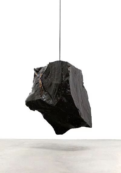 Unique Black Stone Pendant Hanging With Natural Texture And Artistic Design 3d model