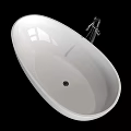 Modern Sleek White Freestanding Bathtub Design With Silver Faucet And Minimalist Style