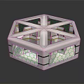 Hexagonal White Tent With Dome Top Black Gold Trim And Modern Reflective Design