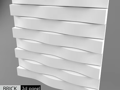 3D Brick Wall Panel With Modern Wave Textured Design For Interior Decoration 3d model