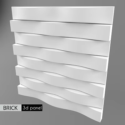 3D Brick Wall Panel With Modern Wave Textured Design For Interior Decoration 3d model