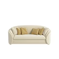 Beige Sectional Sofa With Yellow Geometric Pattern Throw Pillows And Modern Design 3d model