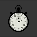 Classic Metal Stopwatch with White Dial Black Numbers and Hands on Gray Reflective Surface