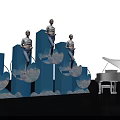 Creative Event Entrance With Blue Structure Cloud Decorations Models And White Piano