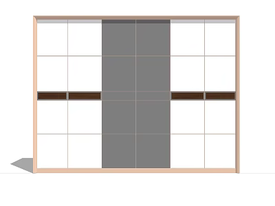 Modern Wardrobe Design With Sliding Doors Wooden Frame Gray Panels And Storage Sections 3d model