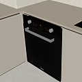 Modern Black Oven In White Kitchen Cabinet With Control Knobs And 3d model