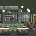 Warm Ambient Bar Interior With Pendant Lights Wooden Tables And Wine Racks
