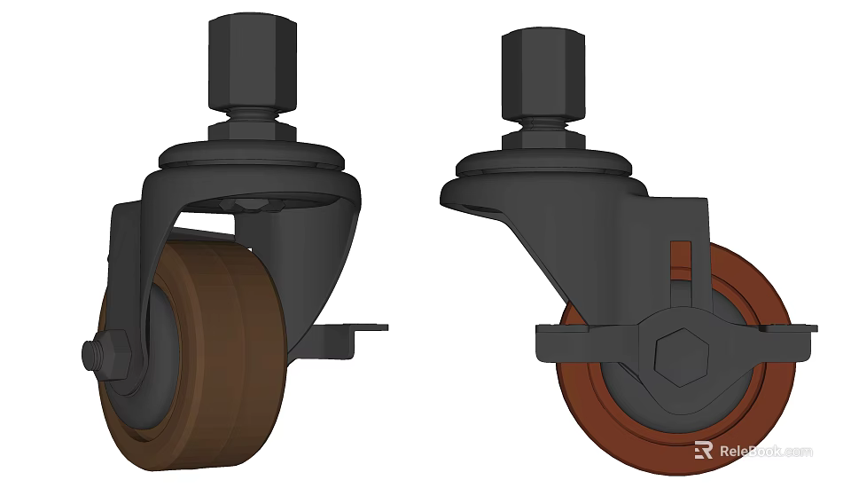 Industrial Swivel Caster Wheels with Rubber Tires Metal Frame and Bolt Mounting 3d model 
