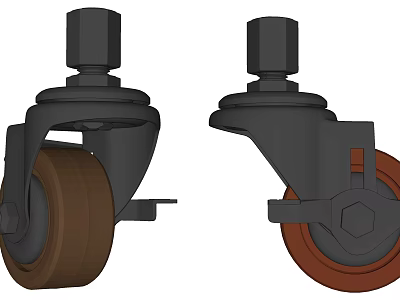 Industrial Swivel Caster Wheels with Rubber Tires Metal Frame and Bolt Mounting 3d model