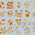 Decorative Ornament Set with Colorful Flowers Butterflies and Leaves for Home Decoration