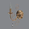 Elegant Gold Wall Lamp With Curved Metal Design And Crystal Pendant