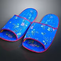 Blue Slippers with Floral Pattern and Pink Trim for Comfortable Daily Wear