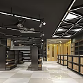 Modern Supermarket Interior With Spacious Layout Shelves And Geometric Ceiling Lighting 3d model
