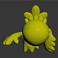 3D Blue Creature Character With Green Goggles White Body Yellow Feet And Waving Pose