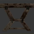 Rustic Wooden Dining Table With Solid Legs And Rectangular Tabletop 3d model