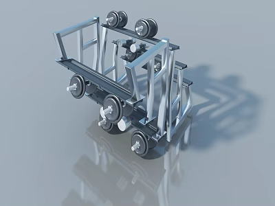 Durable Metal Swing Door Frame With Rolling Wheels And Support Structure 3d model