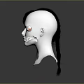 3D Character Female Head Model With Black Hair And Smooth White Facial Features Design