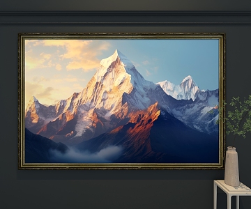 Landscape Oil Painting Snow Mountain Oil Painting 3d model