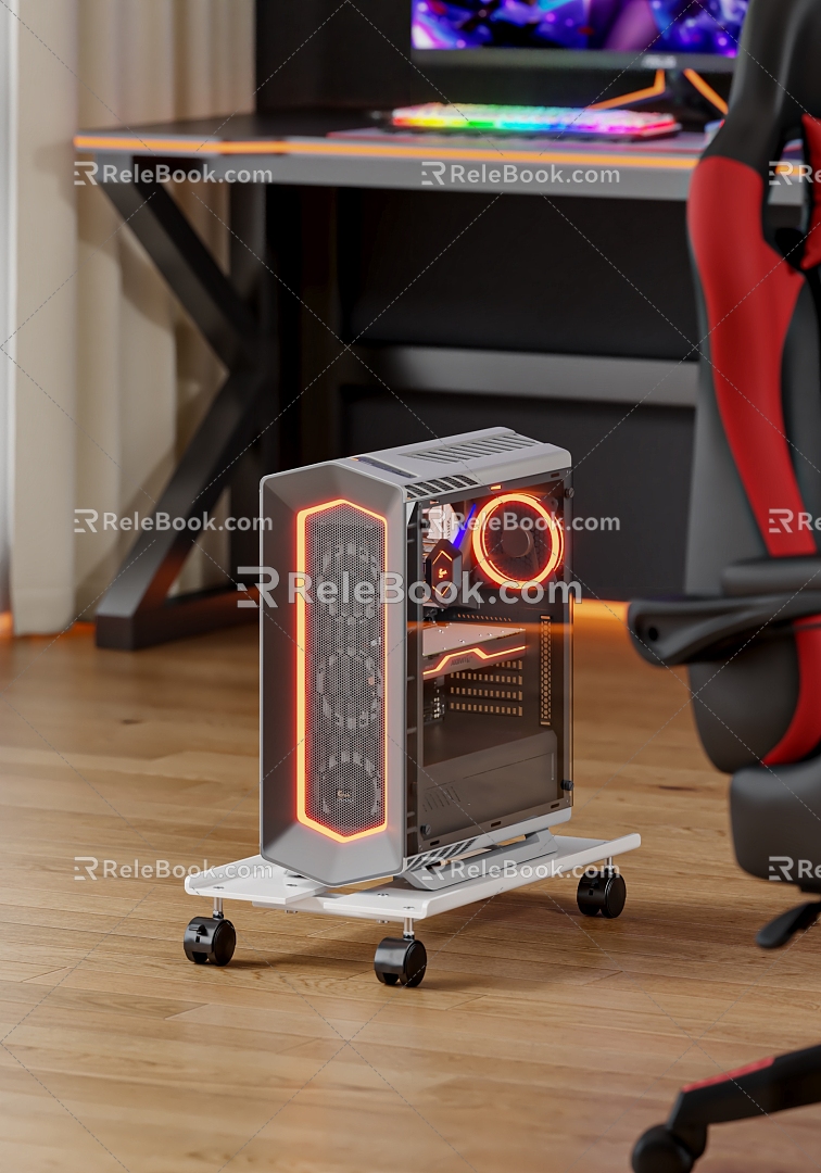 Computer Computer Host E-sports Room Computer Desk E-sports Chair Storage Rack Computer Bracket 3d model