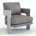 Gray Upholstered Accent Chair With Modern Metal Frame And Comfortable Seat Design