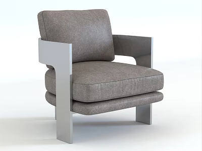 Gray Upholstered Accent Chair With Modern Metal Frame And Comfortable Seat Design 3d model