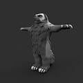Furry Sloth Game Movie Character 3D Model With Outstretched Arms And Claws