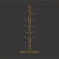 Ancient Wooden Weapon Display Frame With Intricate Carvings And Classic Design