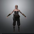 Pink Haired Female Character With Tattoos And Mythical Creature In Fantasy Outfit