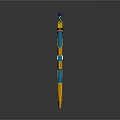 Fantasy Swords with Blue Blades Gold Accents and Decorative Hilts 3D Rendered Design