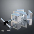 Functional Household Living Supplies Featuring White Geometric Assembly Components And Silver Rod With Black Handle