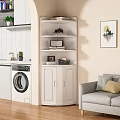 Modern Minimalist Corner Storage Cabinet With Multiple Shelves And Cabinet Doors