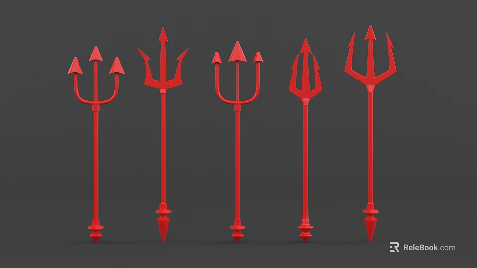 Red Trident Shaped Outdoor Decorative Lights For Garden And Patio 3d model 