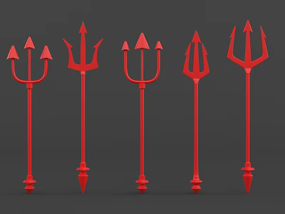 Red Trident Shaped Outdoor Decorative Lights For Garden And Patio 3d model