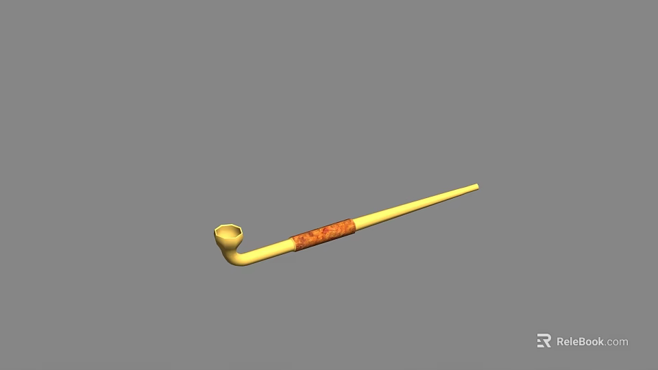 Yellow Decorative Ornament Set With Red Pattern Long Handle Curved Design For Home Decor 3d model 