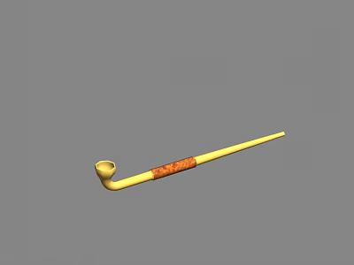 Yellow Decorative Ornament Set With Red Pattern Long Handle Curved Design For Home Decor 3d model
