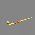 Yellow Decorative Ornament Set With Red Pattern Long Handle Curved Design For Home Decor