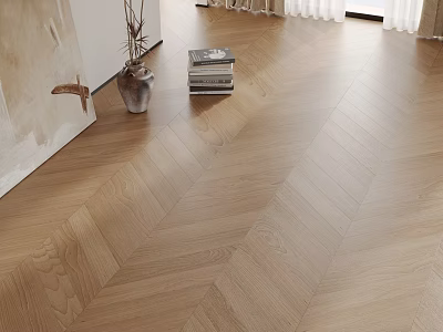 Light Wood Herringbone Wooden Flooring In Living Area With Natural Texture 3d model