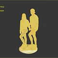 Young Woman And Young Man Standing On White Circular Platform With Black Foot Plates