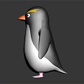 Cute 3D Penguin Character With Yellow Eyebrows Orange Beak And Pink Feet