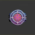 Futuristic Circular Device With Neon Blue Pink Colors And Geometric Glowing Patterns