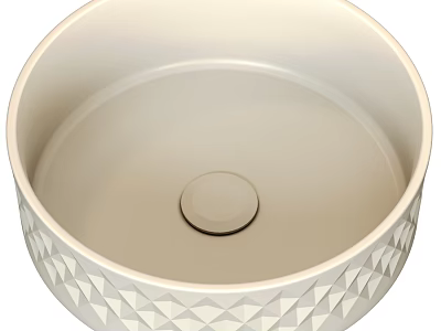Round White Washbasin With Geometric Pattern Design For Modern Bathroom 3d model