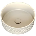 Round White Washbasin With Geometric Pattern Design For Modern Bathroom