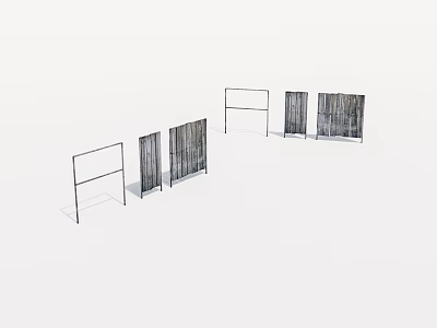 Various Fence Designs With Metal Frames And Wooden Panels For Outdoor Use 3d model