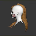 Mannequin Head With Orange Long Hair Double Bun Hairstyle And Bangs