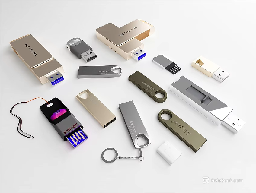 Mobile Digital USB Flash Drives With Various Designs Metal Casing And Colors 3d model 