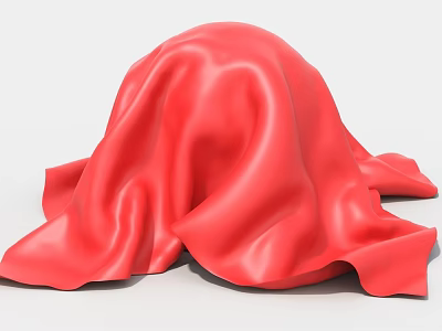 Red Silk Household Fabric With Soft Folds And White Background 3d model