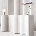Minimalist Reception Table Chair Set with Vertical Pendant Lights and Dried Flowers